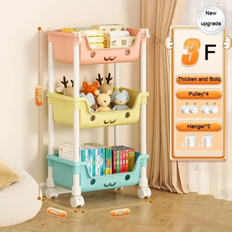 Carrello portaoggetti per giocattoli scaffale per Snack scaffale per bambini organizzatore di stoccaggio accessori per il bagno armadio