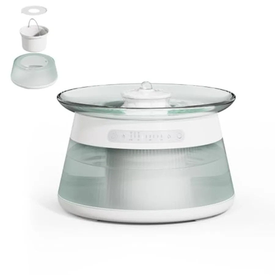 

Glass Smart Pet Water FountainCat Drinking Water Fountain Bowl No Filter Battery Operated Filterless Pet Water Fountain