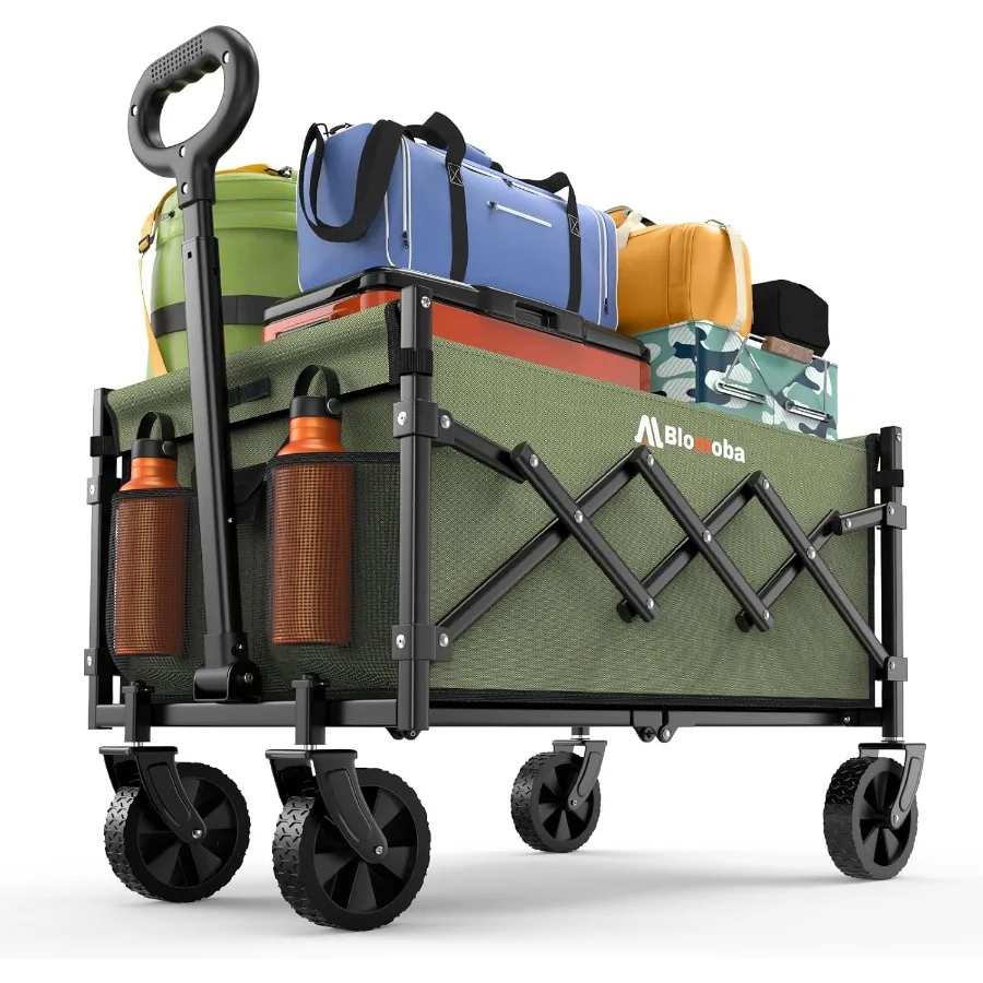 

Collapsible Wagon with Wheels 220 lbs Wagons Carts Foldable Wagon Cart with Flexible Handle Lightweight Portable Folding Utilit