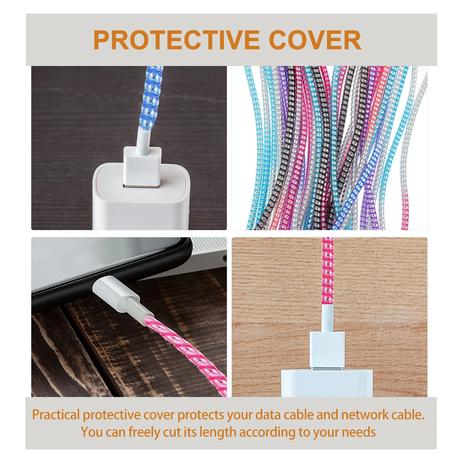 

8 pcs Data Line Protection Rope Cable Management Wrap Wire Organizer Sleeve Cord Protector for Workstation Office Soft