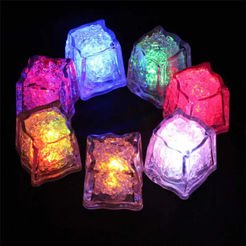 6/1pcs Colorful Luminous Ice Cubes Night Light Colorful Flash Ice In Water Luminous Waterproof Night Light Safe Decoration Light