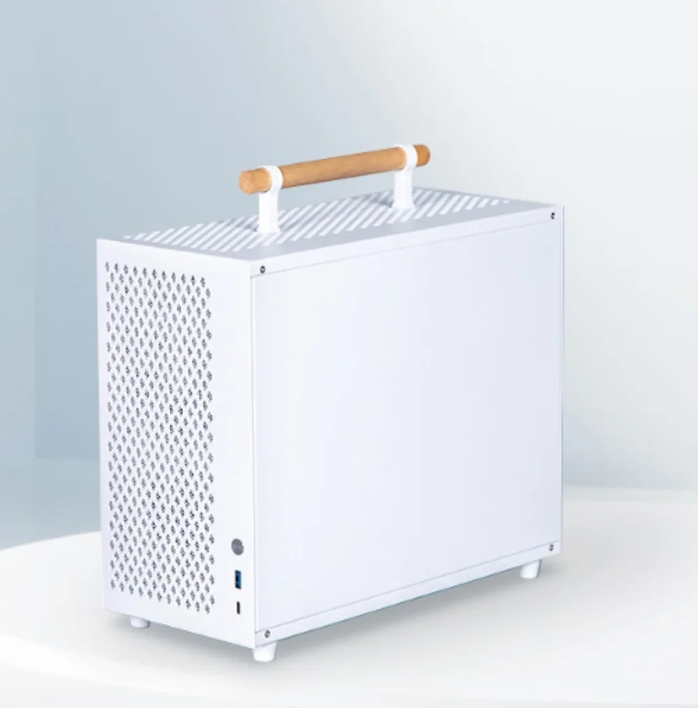 A4 Mini ITX Desktop Case All Aluminum Alloy Portable Air Cooled Type-C Backline Mini Host for Home Office Gaming