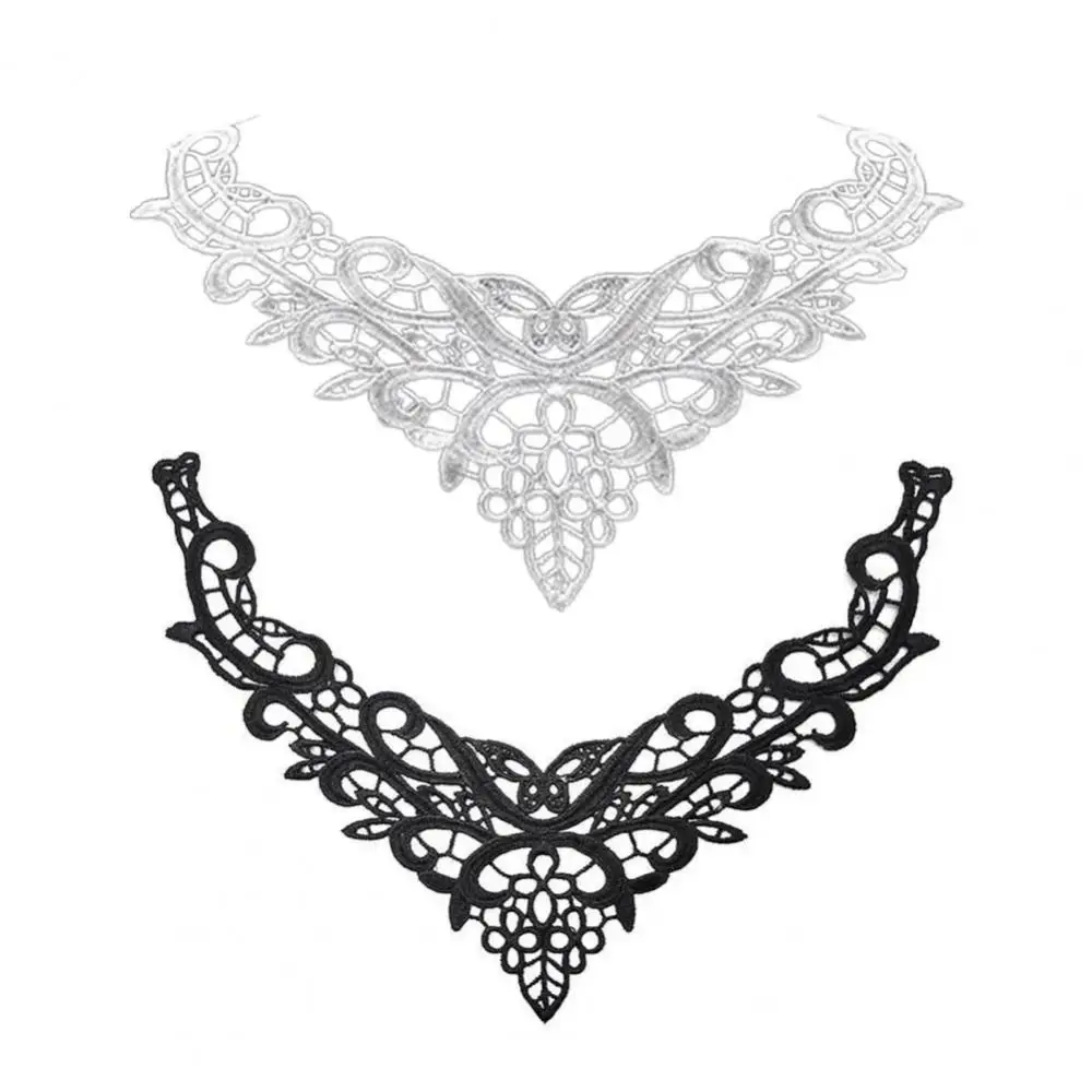 New Black Lace Embroidery Collars Hollow Elegant False Collar Butterfly Applique for Dress Gown Costumes DIY Sewing Collar