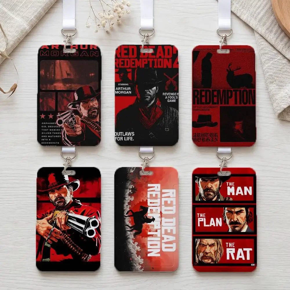 Game G-Red Dead-s Redemption 2 Portable Office Staff Badge Card Cover Lanyard Card Case