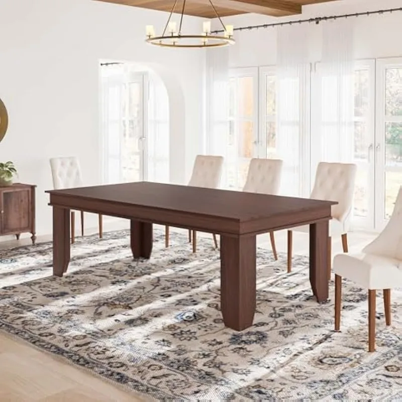 

Обеденный стол в фермерском доме на 6-8 человек, прямоугольный обеденный стол длиной 70,87 дюйма, кухонный стол из дерева в деревенском стиле с прочными V-образными ножками,