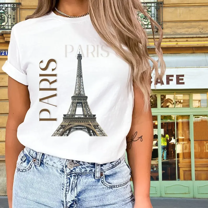 Paris-Themed T-Shirt with Eiffel Tower City-inspired fashion Paris Lover Gift Gift for her Travel shirt Souvenir Shirt