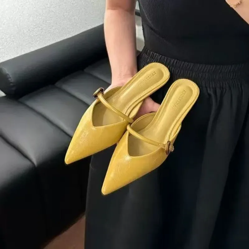 2026 Sommer Spitze Baotou Pantoletten für Damen mit Stilettoabsatz, Schleife und einem Riemen – Elegante Sandalen