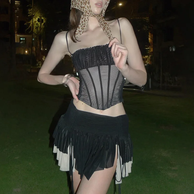 

Новый летний сексуальный комплект с короткой юбкой и высокой талией для женщин