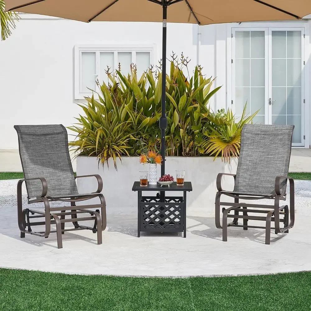 Outdoor Rocking Chair Patio Glider with Sling Seat Set o 1,Gray | Porch Chair and Outdoor Rocker with nstruction or Balcony, Dec