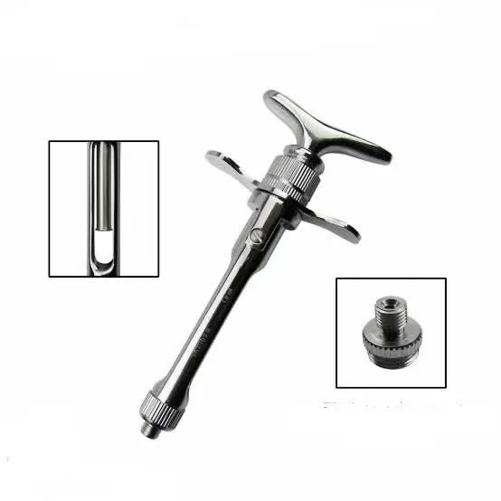 1 Stück Zahnärztliche Spritze aus Edelstahl im Stift-Design, Aspirierendes Zahnchirurgisches Instrument, Zahnarzt-Injektor-Werkzeug, Faltbare Spritze 1,8ml