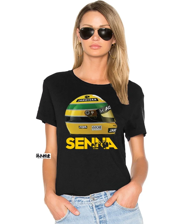 アイルトン・セナ-ヘルメット-コットン-tシャツ-メンズ-レース-tシャツ-快適で通気性のあるファッショナブルなヴィンテージカーレースデザイン半袖