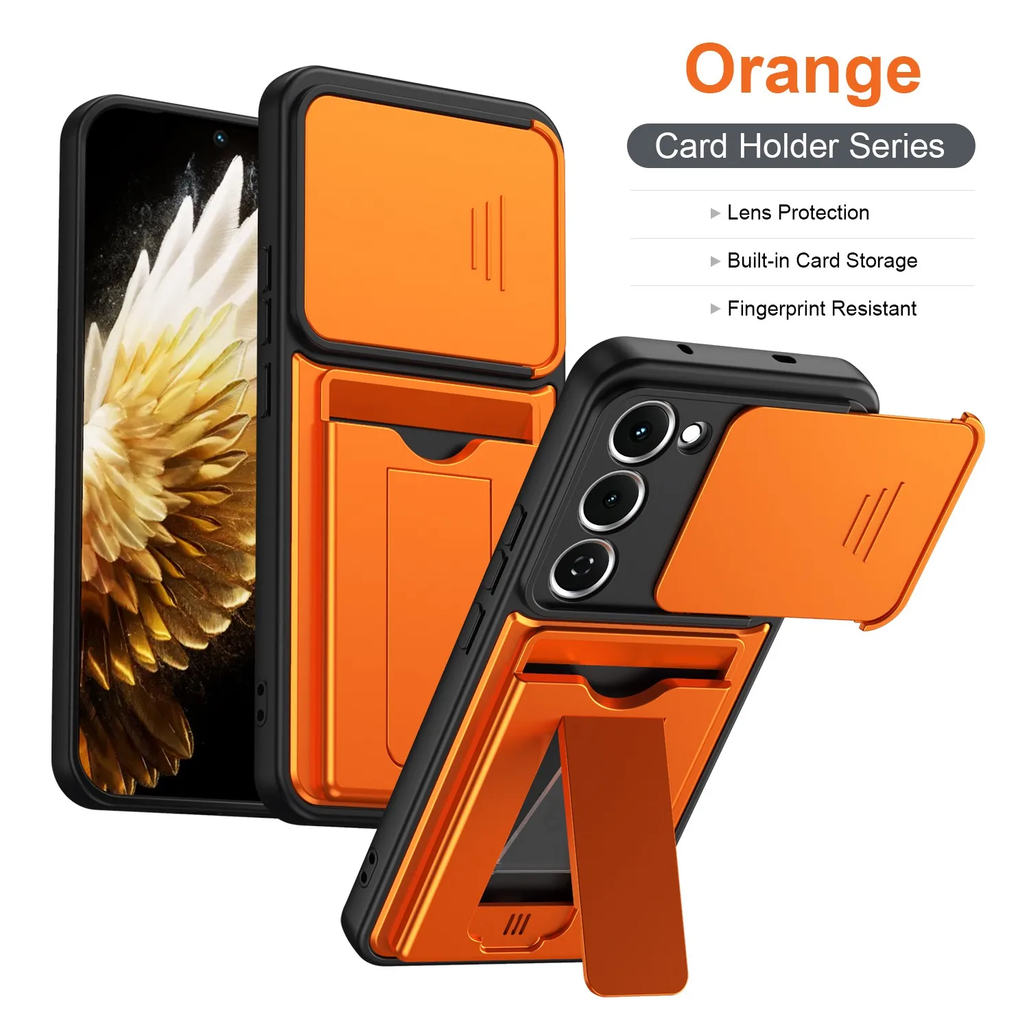 Image of Für Tecno Spark 40 Pro+ Stoßfeste Panzer-Brieftaschen-Handyhülle mit Schiebe-Kameraabdeckung, integriertem Kartenfach und Anti-Drop-Schutz