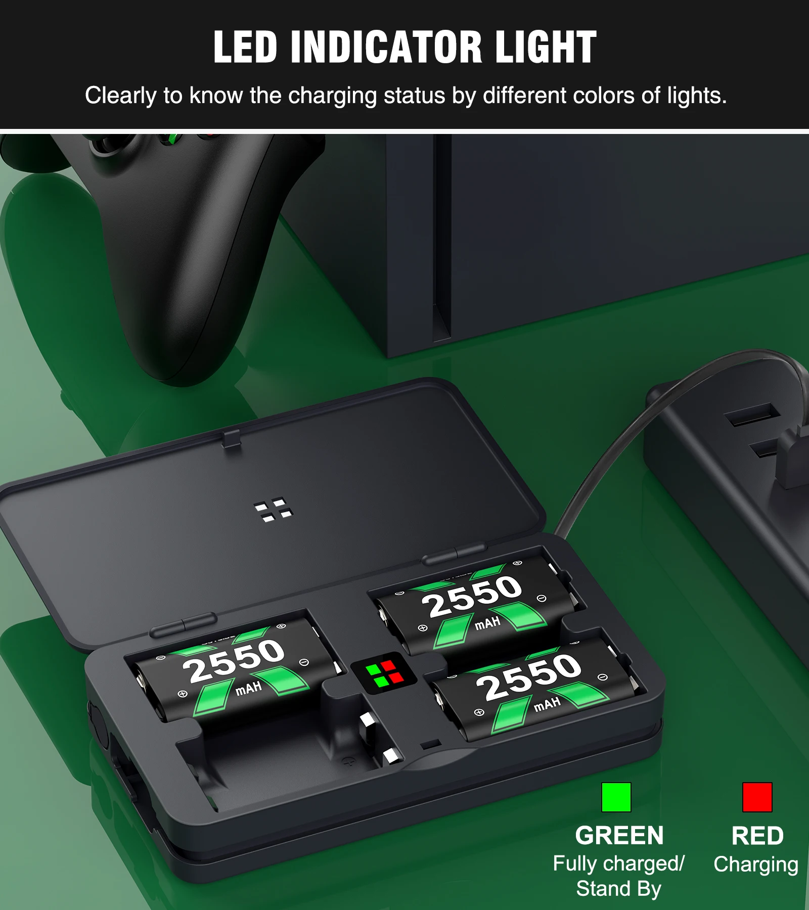 4 * 3000 mWh Xbox-Controller-Akku für Xbox Series X | S/One S/X/Elite wiederaufladbarer Akku mit Schnellladestation – Detail 13