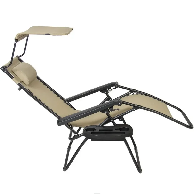 Stuhl Zero Gravity Canopy Shade Lounge Chair Getränkehalter Terrasse Outdoor Garten