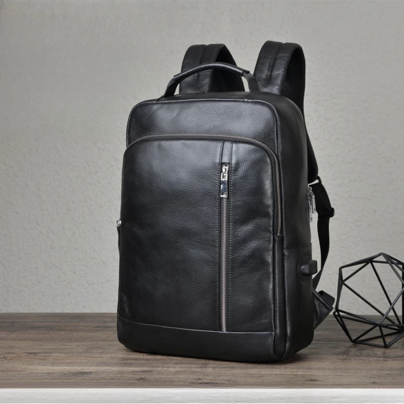 

Men New Backpack Business High-quality Leather Cowhide Large Capacity Outdoor Travel Shoulders Bag Computer Bag Laptop Backpack