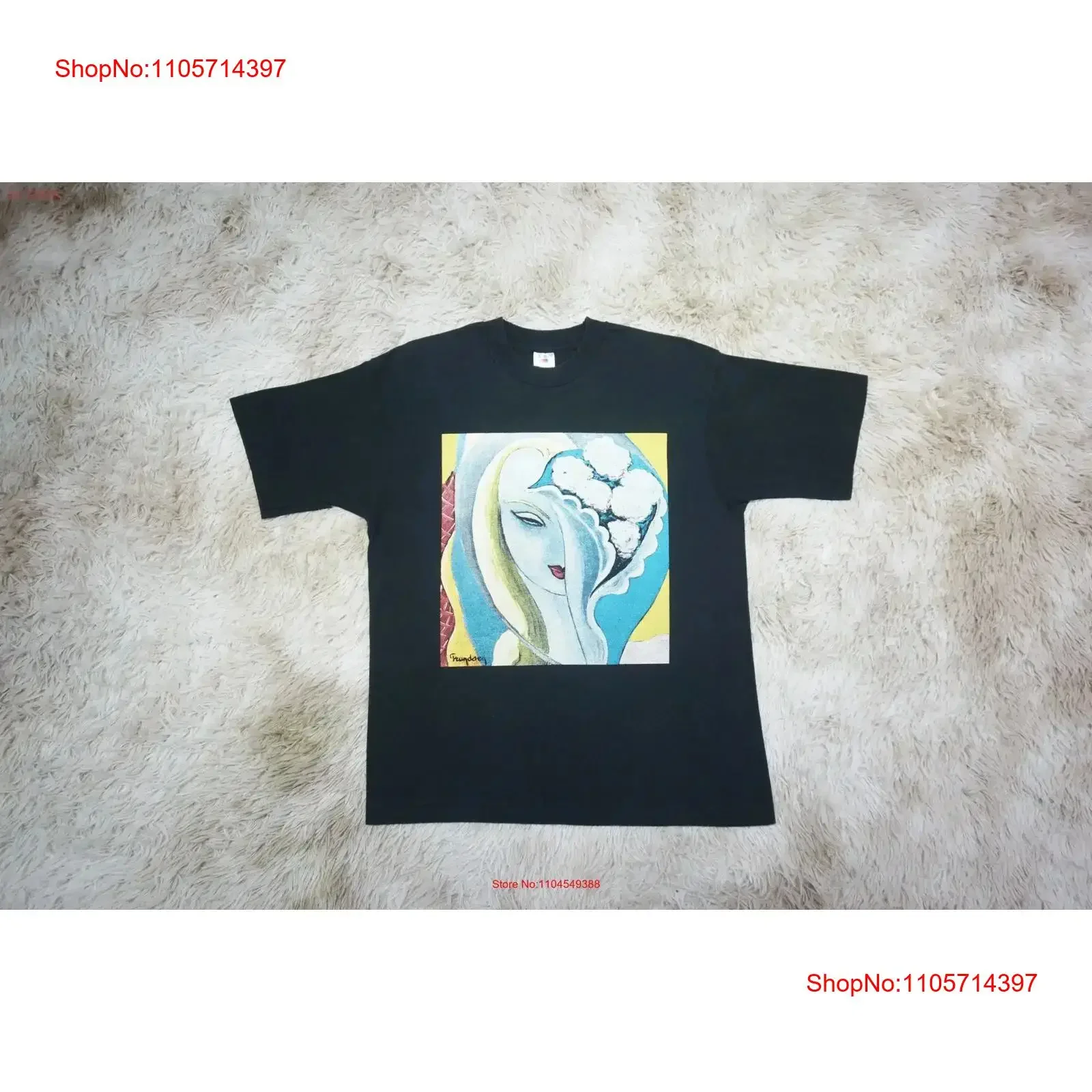 Vintage 90's Derek And The Dominos Layla T Shirt Eric Clapton Band Black Cotton Fruit of Loom vintage Washed Soft streetwear