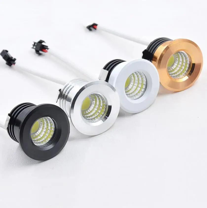 

Silvery/Black/White/Golden Mini LED COB Downlights 3W AC110V 220V DC12V Jewelry Display Ceiling Recessed Cabinet Spot Lamp