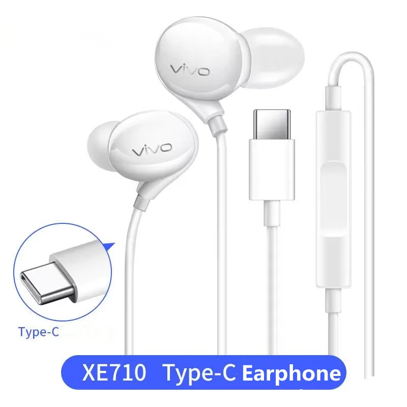 New XE710 3.5mm/Type C Wired Earphone HiFi Sport Headphones with mic for Vivo S12 X9 Plus X50 X20 X21 X23 S7 S9 S15 IQOO 10 Neo7