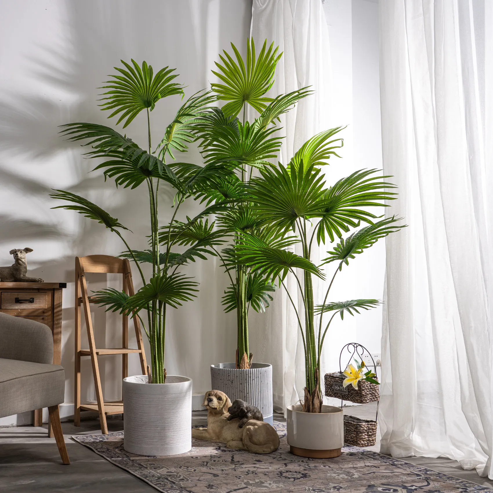 Large high-end light luxury sunflower simulation green plant bionic fake tree phoenix tail bamboo plant indoor tropical