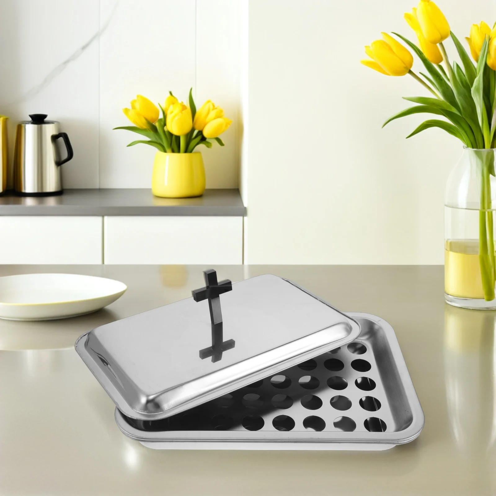 

Holy Communion Tray Set Stainless Steel 40 Hole Covered Cup Holder For Church Eucharist Service Worship Sacrament Serving