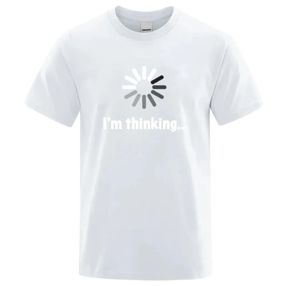 Funny I‘m Thinking Printed Casual Loose Streetwear Cool Women'S Fashion  T-shirt Round Neck Short Sleeve  Minimalist Design Y2K