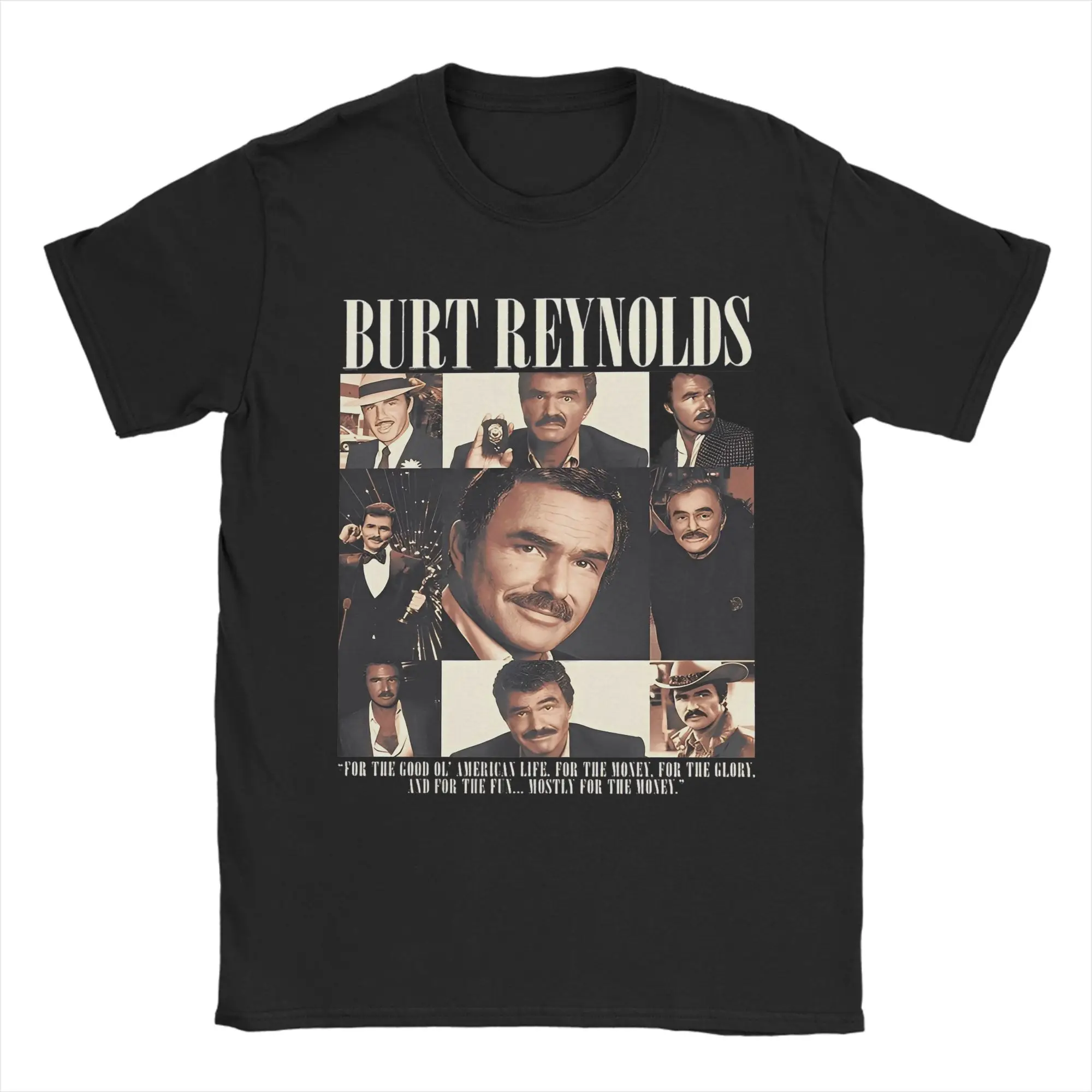 Camisetas de película de Actor de Burt Reynolds de los años 70 y 80, camiseta Hipster de algodón puro para hombre, camisetas de cuello redondo, ropa de manga corta de verano