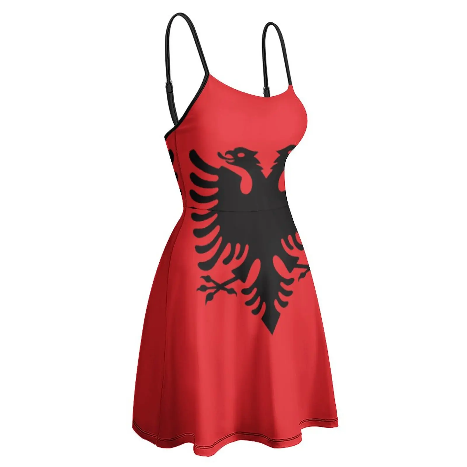 Sexy Woman\'s Clothing Strappy Dress Albania Flag Women\'s Sling Dress Funny Cocktails Funny Novelty