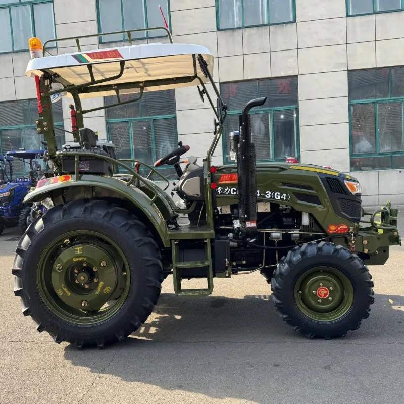 504 high-horsepower mountain and hilly land reclamation four-wheel agricultural wheeled tractor with awning, suitable
