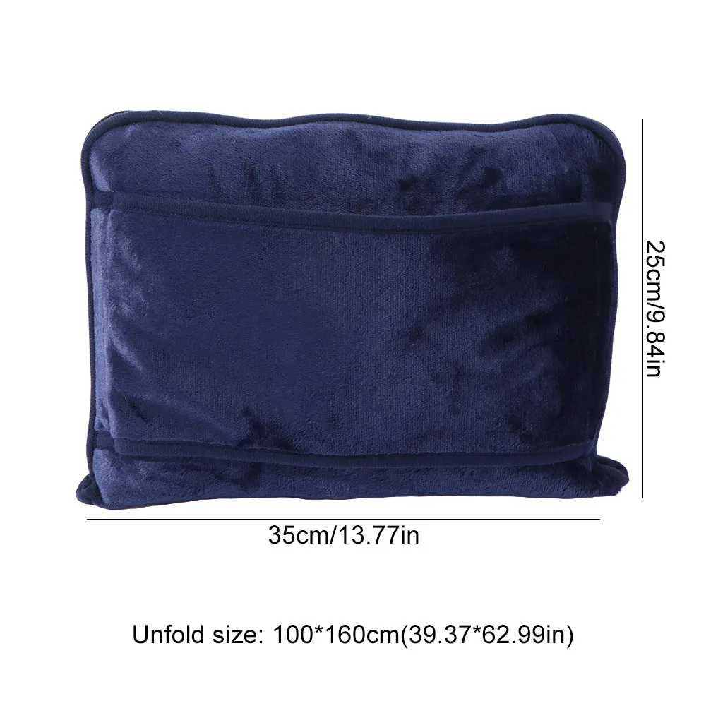 Multifunctional 2 in 1 Travel Pillow and Blanket Set Foldable Warm Nap Quilt Flannel Comfortable Soft Throw Pillow Airplane