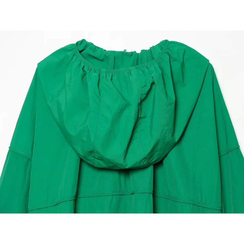 2026 Damen Langarm-Oberbekleidung mit Hohem Kragen und Verstellbarem Kordelzug Frühling Herbst Neuer Stil Damen-Kapuzenjacke Locker Geschnitten – Detail 11