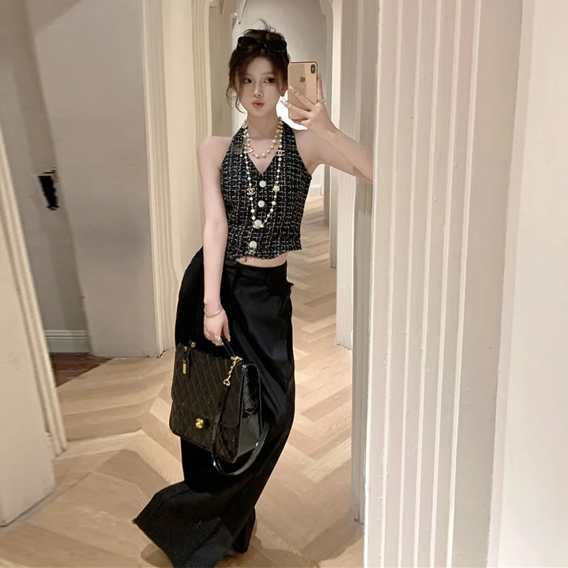 Top Versátil em V para Mulheres, Moda de Verão, Colete com Alças, Tecido de Qualidade