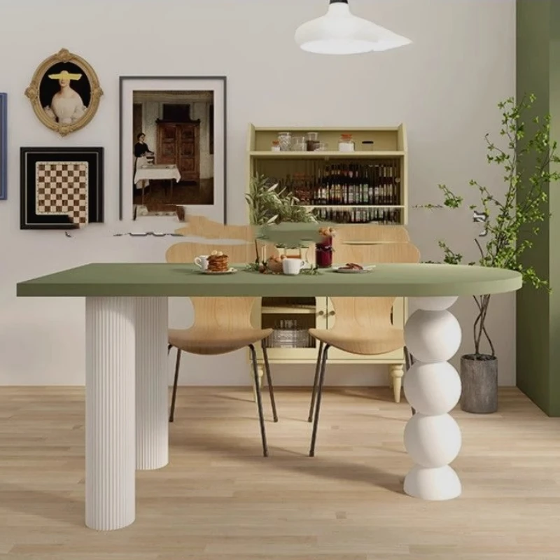 

Creamy Style Semi-round Simple Dining Table French Solid Wood Light Luxury High-end Table Beau Et Durable Dining Room Furniture