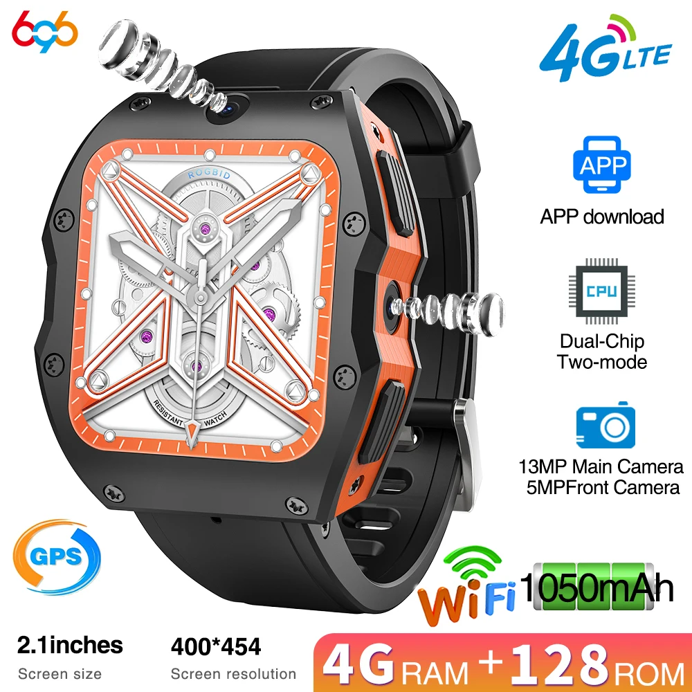 

4Gb+128Gb Smart Watches 5MP+13MP HD Camera 1050mAh WiFi GPS 4G LTE Android Smartwatch Men Women Fitness Waterproof Face Unlock