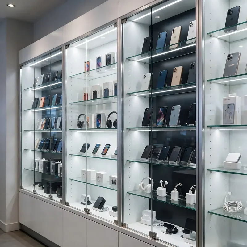Mobile Phone Glass Display Cabinet for Tecno Store Retail Shop Showcase