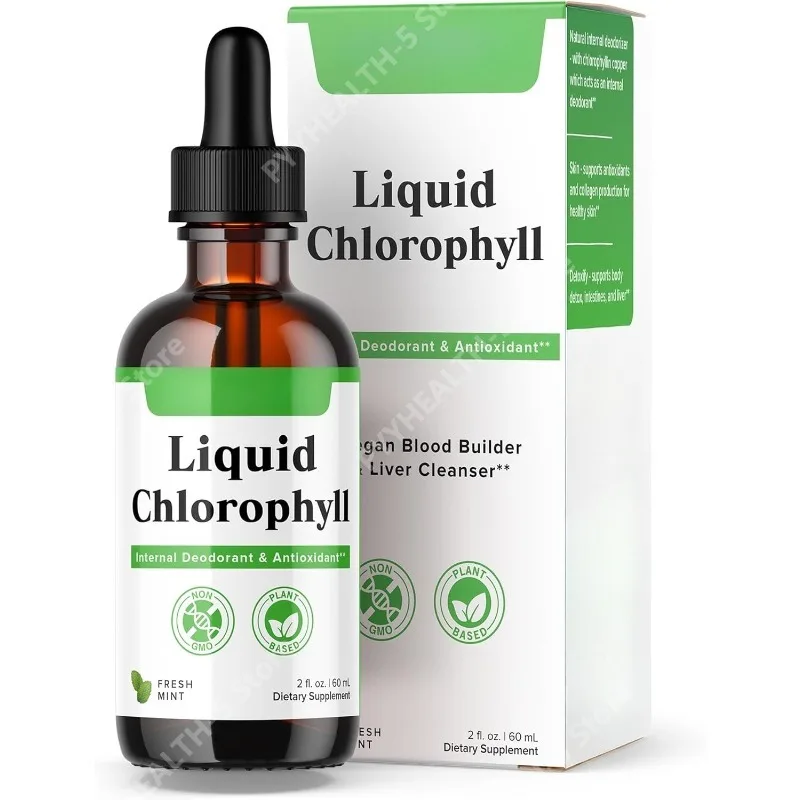 Liquid Chlorophyll Drops - Internal Deodorizer, Liver Detox, Immune Support, Promote Collagen for Hair & Skin, Stop Bad Breath