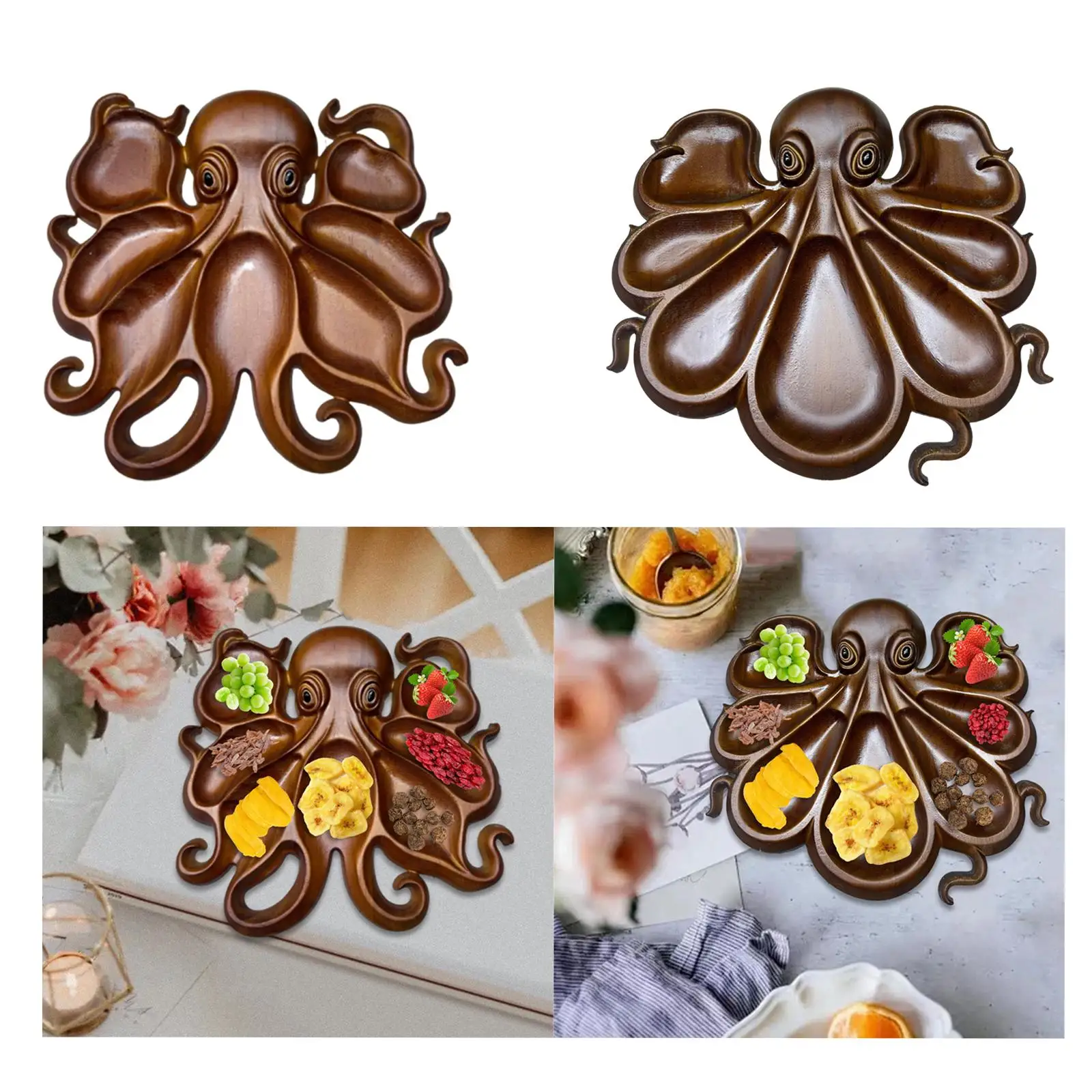 

Octopus Charcuterie Platter Unique Charcuterie Board Wood Nautical Serving Tray for Home Fruits Display Picnic Camping Board
