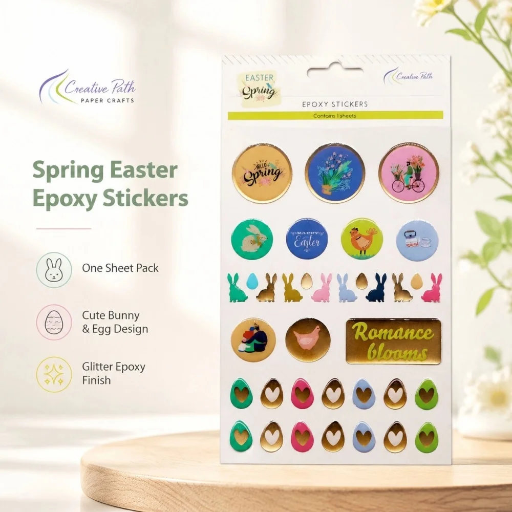 

Creative Path Easter Spring Epoxy Resin Stickers Adhesive Bunny Easter Egg Deco Stickers For Scrapbooking Journaling Card Making