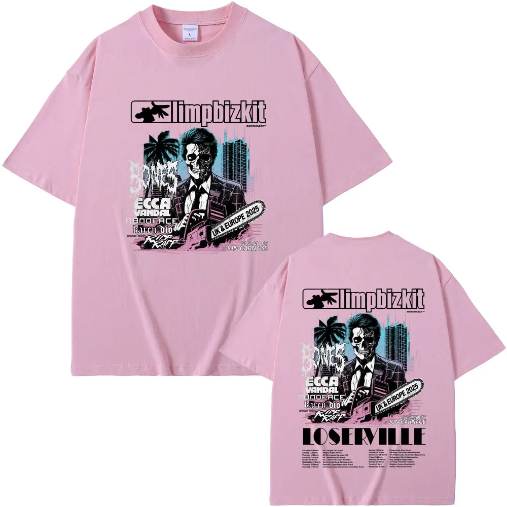 Vintage Limp Bizkit UK and Europe Tour 2025 T Shirts Men Women Rock Metal Oversized Streetwear Male Casual Cotton T-shirt Tops