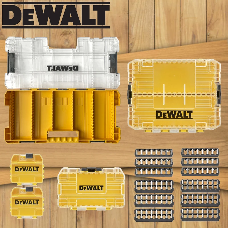 DEWALT 오리지널 TSTAK 노란색 도구 액세서리 보관함, 드릴 비트 지지대 봉쇄 미니 터프 케이스 