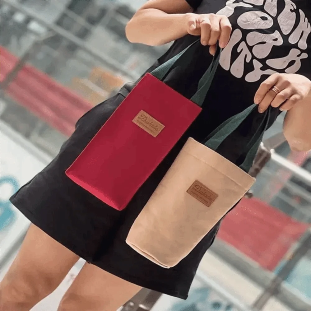Zero Wallet Canvas Water Cup Bag Portable Carrying Umbrella Bag Insulated Cup Bag Cup Cover Daily