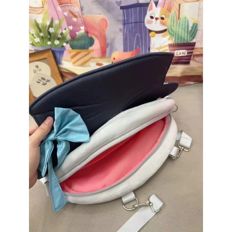 Anime Plush Cosplay Mochila Campus Zipper boca grande Cartoon, Messenger Bolsa de Ombro, Vertin, Transparente, Reverso: 1999