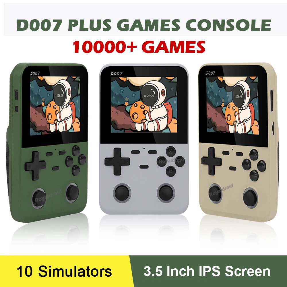 NEW D007 PLUS Video Game Consoles 3.5Inch IPS Screen Handheld Game Players 10000+ Gaming Retro Devices Portable Game Console