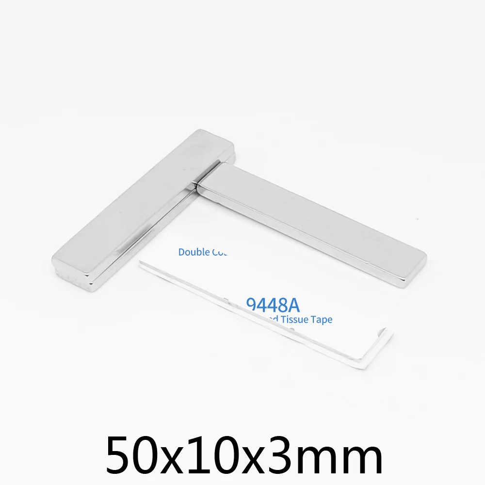 2/5/10/15/20/30PCS 50x10x3mm Block Strong Powerful Magnets With 3M Tape 50*10*3 Long Quadrate Permanent Neodymium Magnet 50x10x3