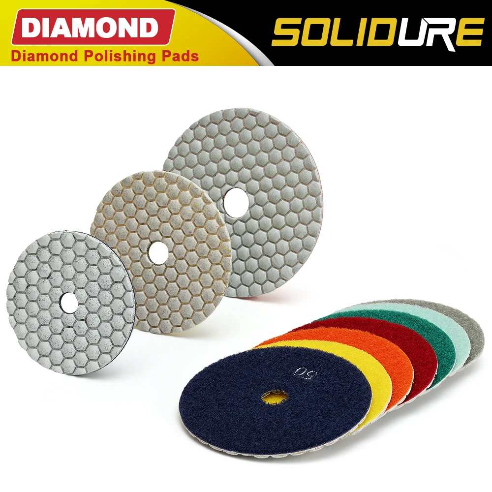 

7pcs/set 100mm 3" 4" 5" diamond polishing pads dry use for polishing granite,marble engineered stone and concrete