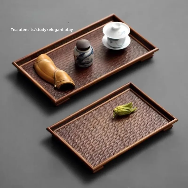 

Bamboo Tea Serving Tray, Tea Set Storage Plate, Restaurant Coffee Snack Dish, Home Kung Fu Tea Accessories Organizer