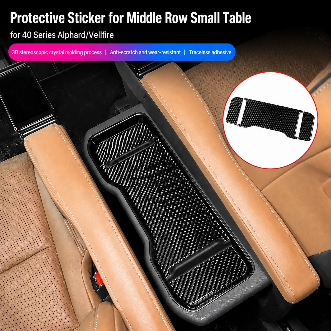 

Car Middle Row Table Protector Sticker for Alphard Vellfire 40 Series Carbon Fiber Anti Scratch Interior Accessories Trim Cover