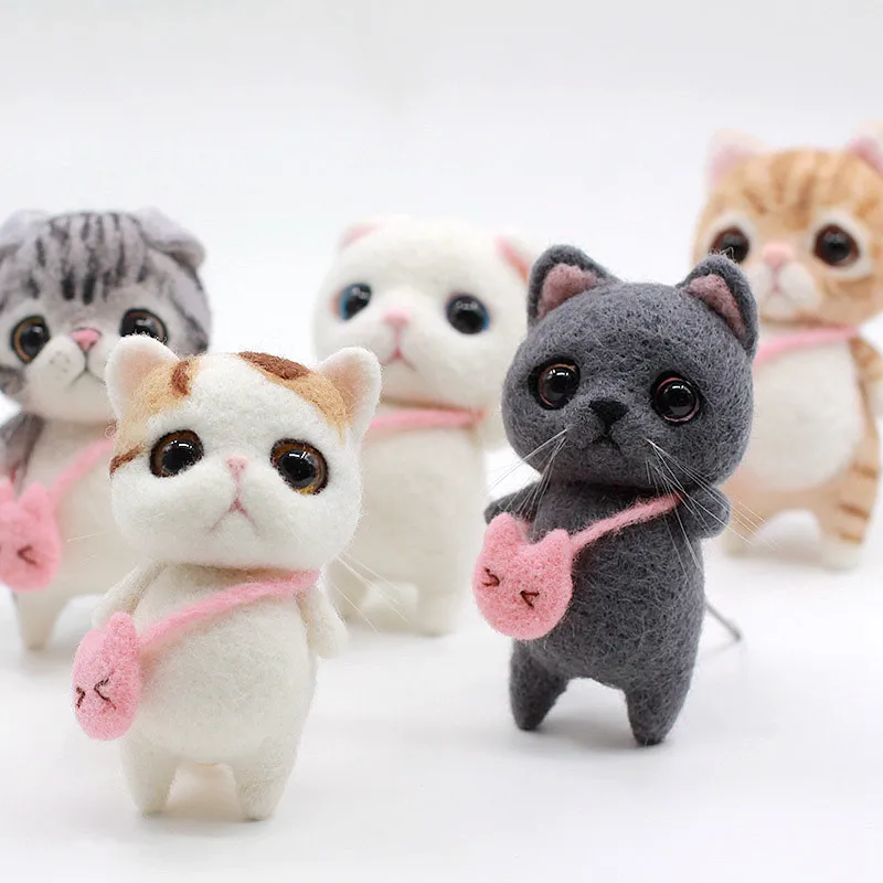 Creative Teddy Dog Cat Animal Wool Felting Package Material Handmade Toy Doll Felt Poked Unfinished DIY Arts Crafts Needlework