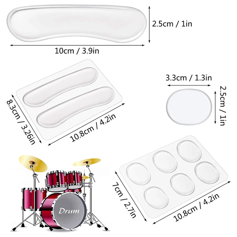 4/12/28Pcs Transparent Drum Dampeners Gel Pads Silicone Drum Silencers Drum Dampening Pads Drum Mute Pads For Drums Tone Control