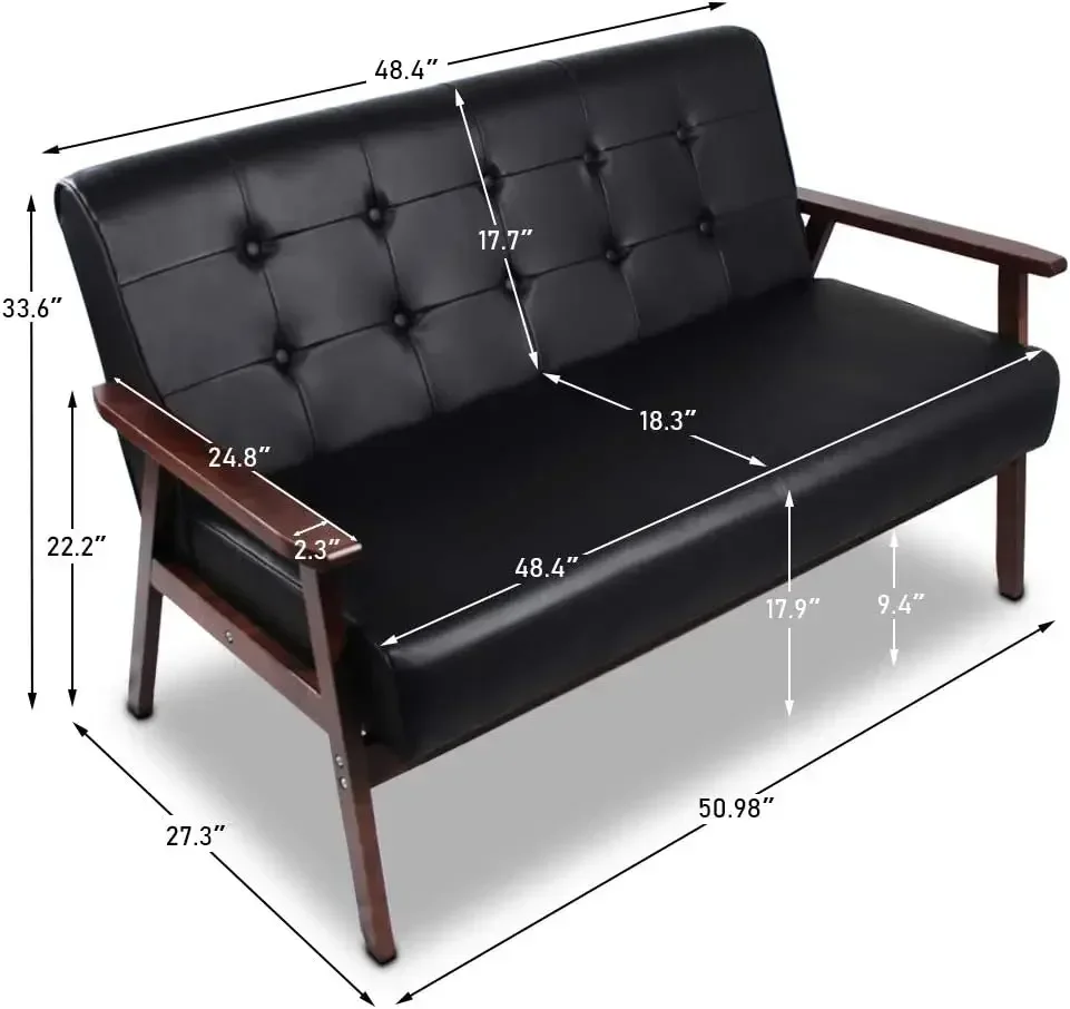 Conjunto de sofá moderno retrô de meados do século com loveseat e assento, sofá e espreguiçadeiras