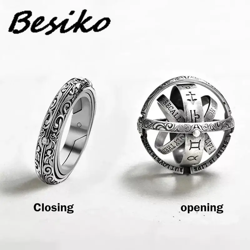 Besiko Vintage Astronomical Ball Rings For Women Men Creative Complex Rotating Cosmic Finger Ring Jewelry  Wholesale